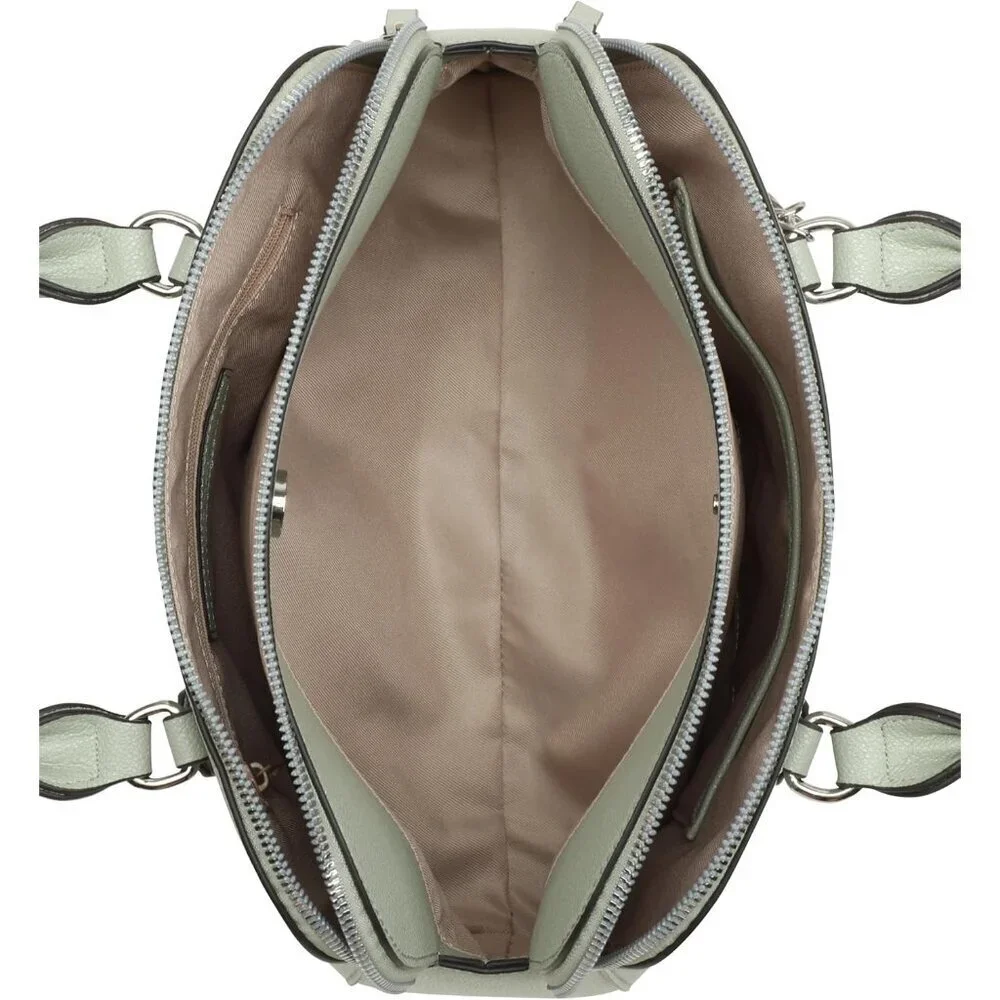 Cibrina Dome Satchel Womens Celadon Cotton Blend Zip Closure Travel Purse